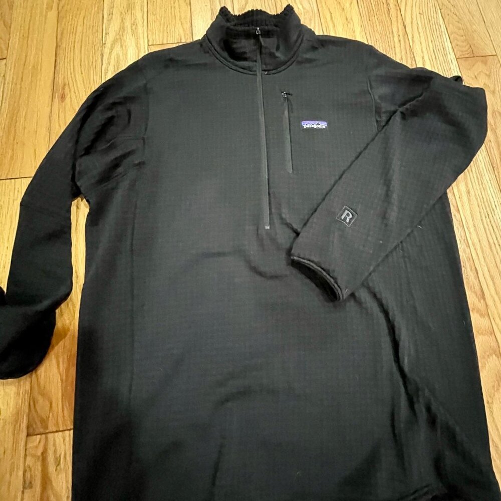 PATAGONIA REGULATOR R1 POLARTEC FLEECE GRID 1/2 ZIP PULLOVER BLACK MEN’S XL